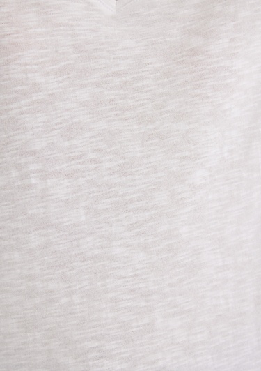  Mavi V Yaka Flamlı Beyaz Basic Tişört Slim Fit / Dar Kesim 168260-620