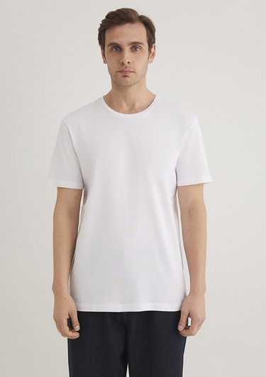  Mavi Beyaz Basic Tişört Slim Fit / Dar Kesim 065574-620