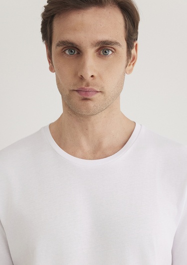  Mavi Beyaz Basic Tişört Slim Fit / Dar Kesim 065574-620