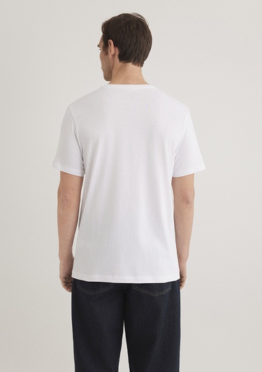  Mavi Beyaz Basic Tişört Slim Fit / Dar Kesim 065574-620