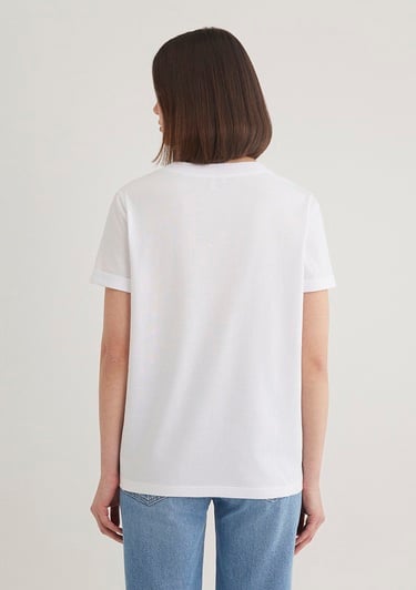  Mavi V Yaka Beyaz Basic Tişört Regular Fit / Normal Kesim 166248-620