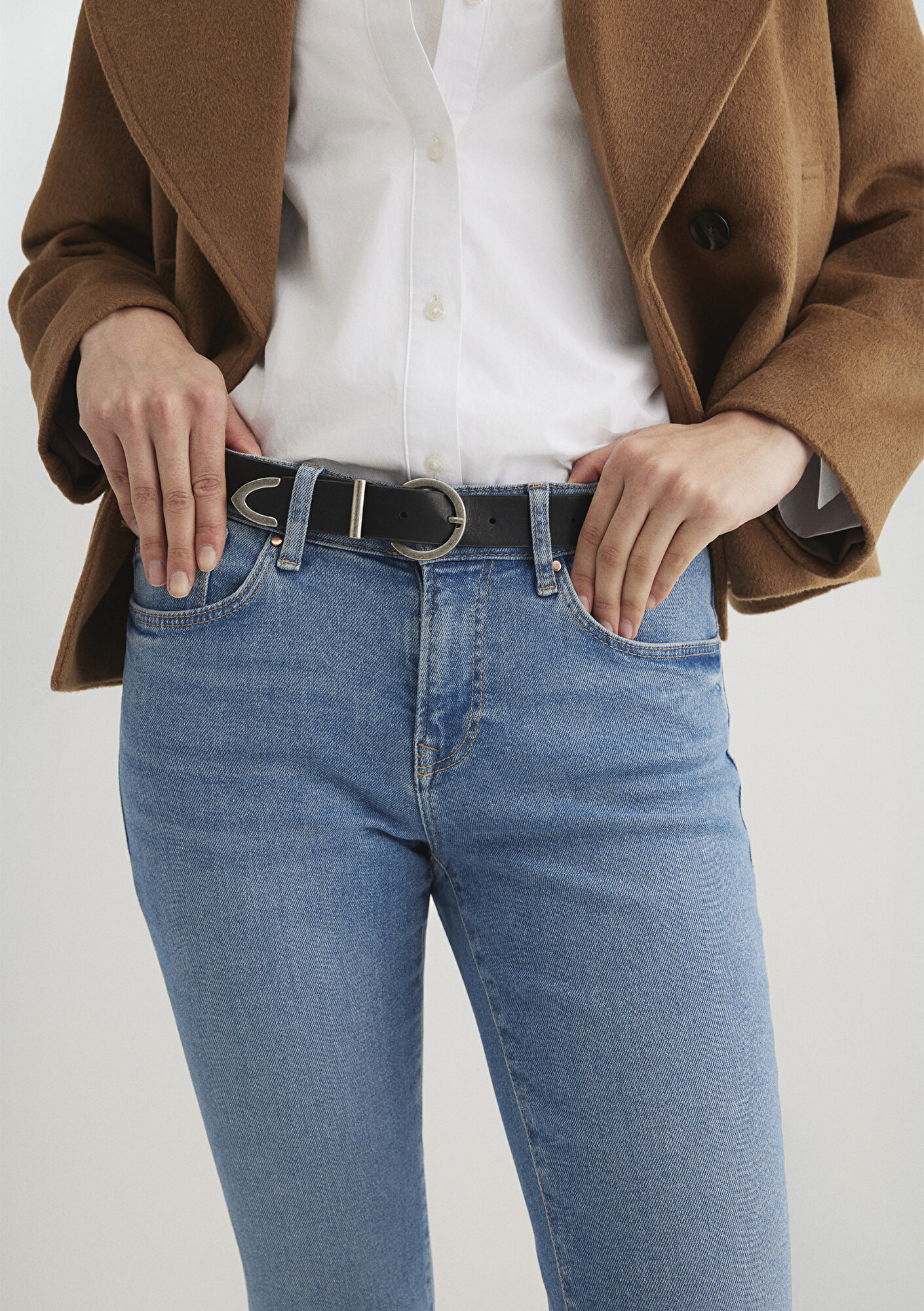  Mavi Metal Tokalı Suni Deri Siyah Kemer 196034-900