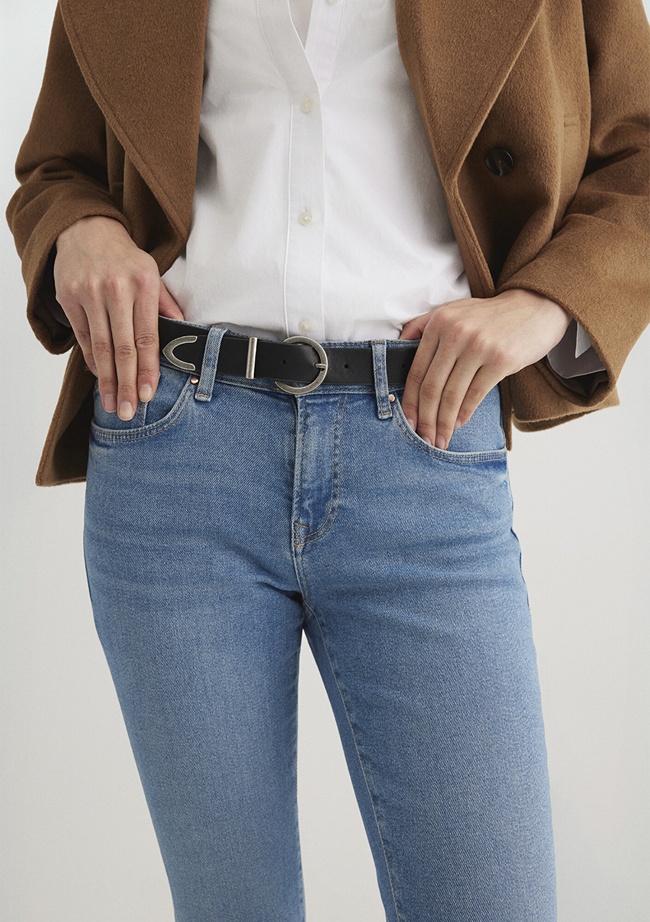  Mavi Metal Tokalı Suni Deri Siyah Kemer 196034-900