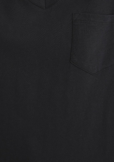  Mavi V Yaka Siyah Basic Tişört Loose Fit / Bol Rahat Kesim 1600961-900