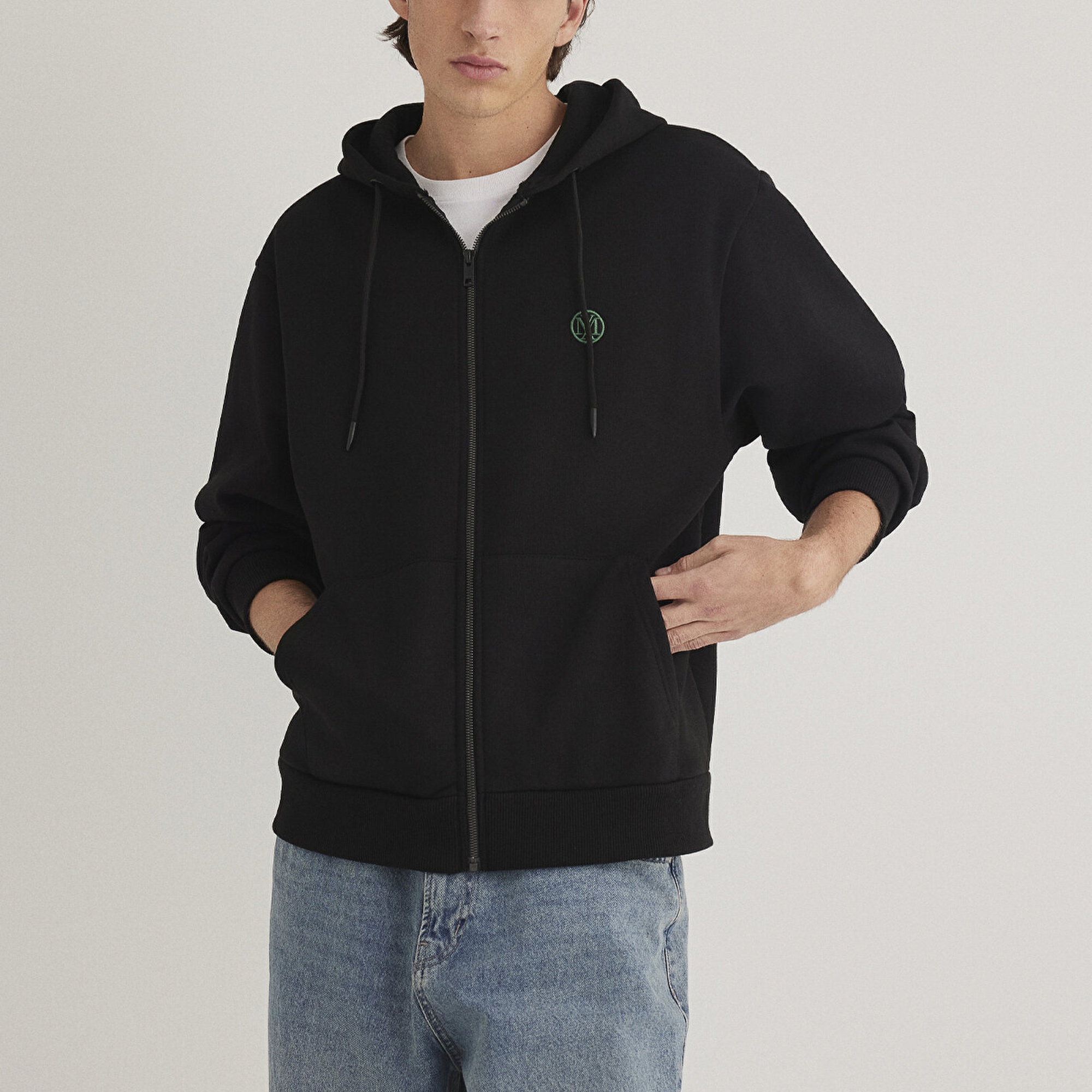 Mavi Mavi Logolu Kapüşonlu Fermuarlı Siyah Sweatshirt 066979-900