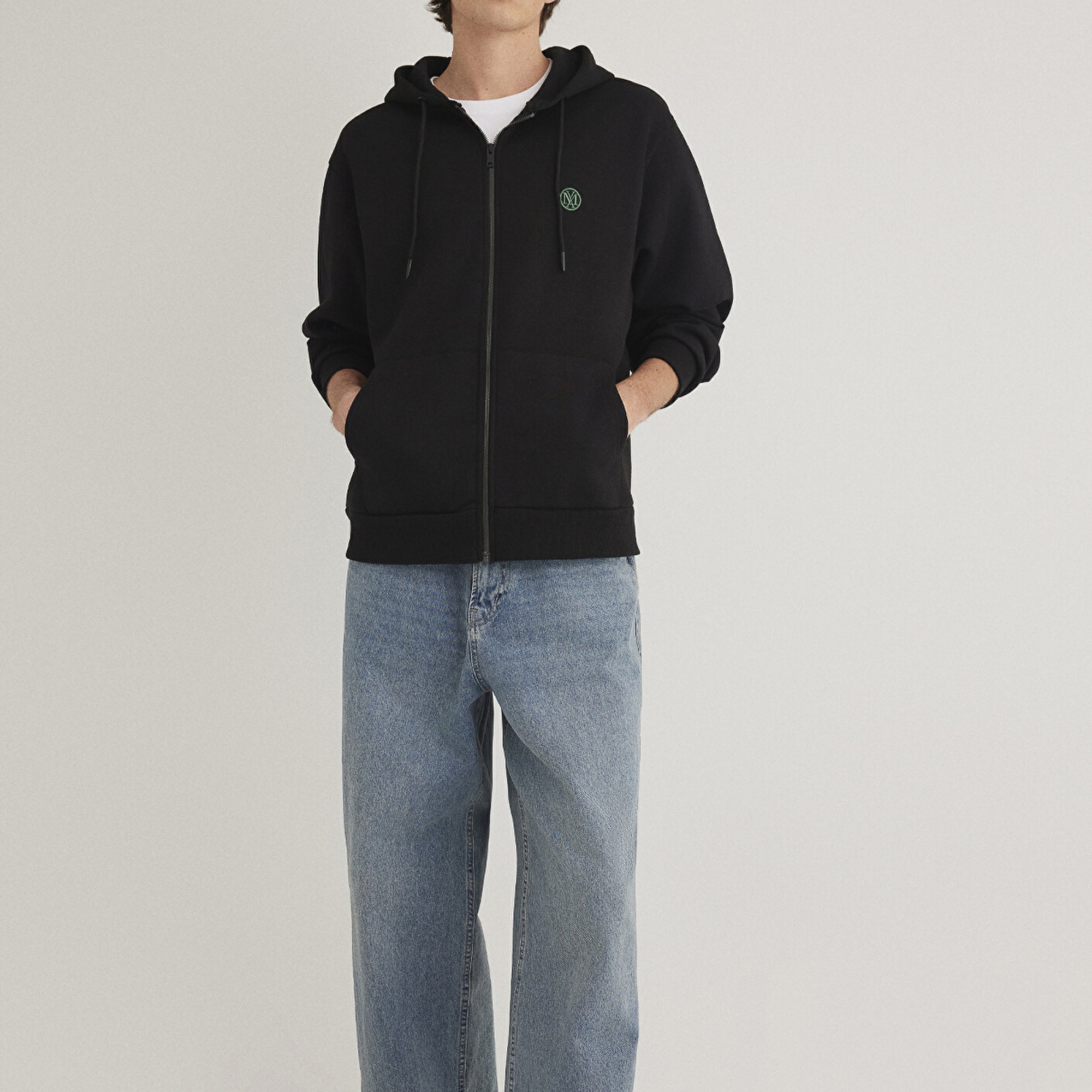 Mavi Mavi Logolu Kapüşonlu Fermuarlı Siyah Sweatshirt 066979-900