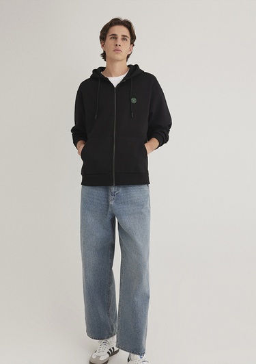  Mavi Mavi Logolu Kapüşonlu Fermuarlı Siyah Sweatshirt 066979-900