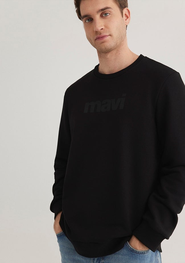  Mavi Mavi Logo Baskılı Siyah Sweatshirt 066303-900