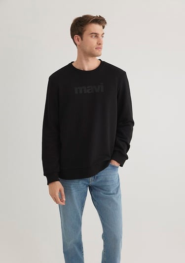  Mavi Mavi Logo Baskılı Siyah Sweatshirt 066303-900