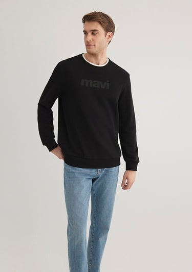  Mavi Mavi Logo Baskılı Siyah Sweatshirt 066303-900