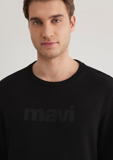  Mavi Mavi Logo Baskılı Siyah Sweatshirt 066303-900