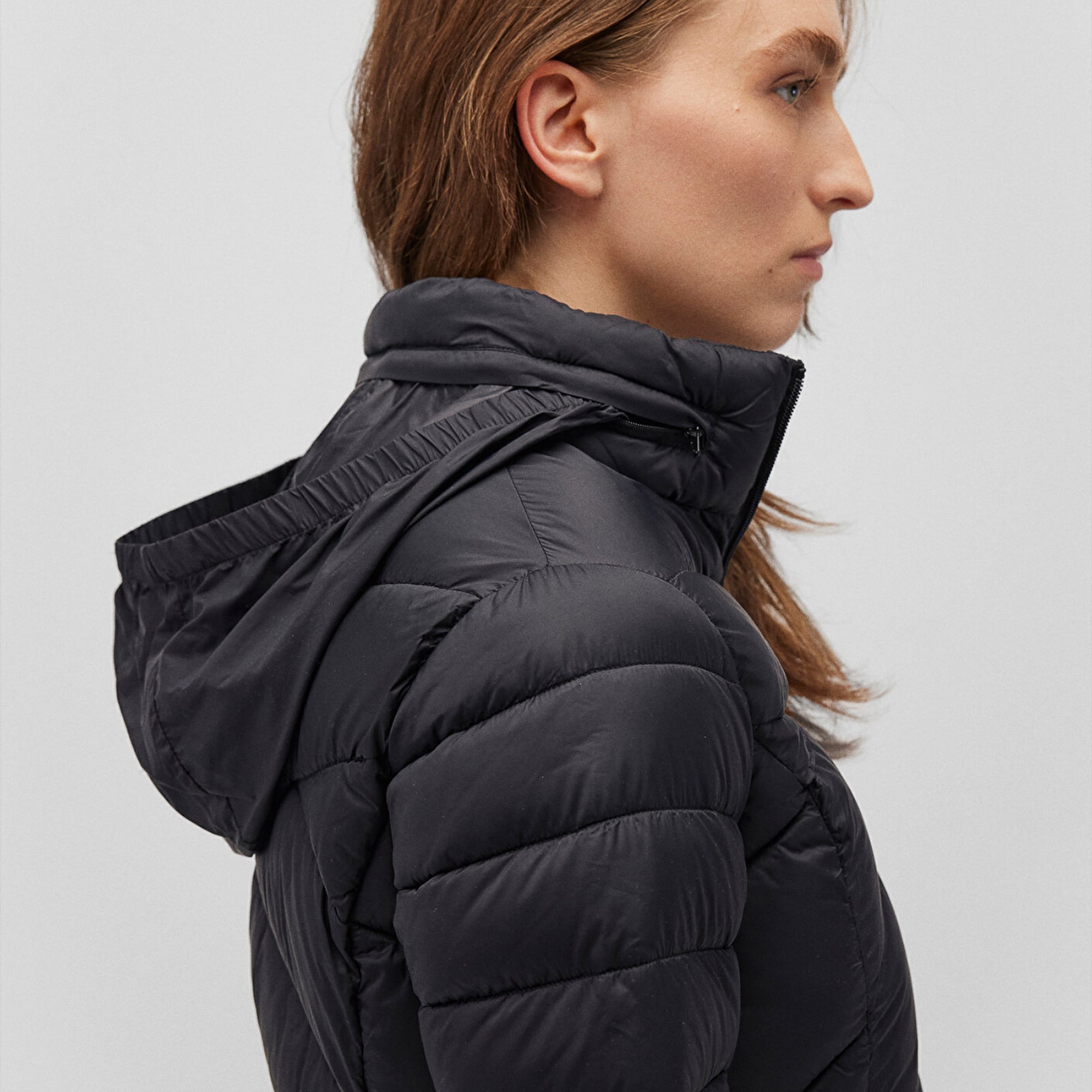 Mavi Dik Yaka Siyah Şişme Mont 110698-900