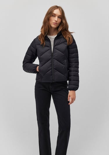  Mavi Dik Yaka Siyah Şişme Mont 110698-900