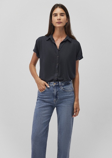  Mavi Lux Touch TENCEL TM Siyah Modal Gömlek Regular Fit / Normal Kesim 168081-900