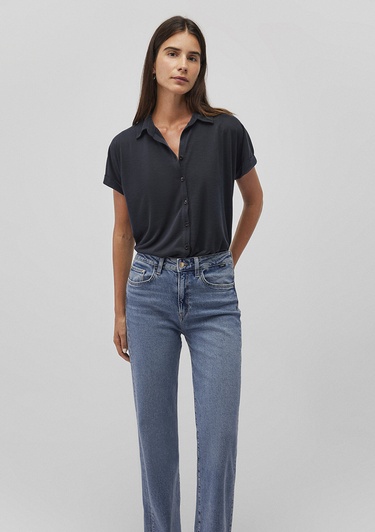  Mavi Lux Touch TENCEL TM Siyah Modal Gömlek Regular Fit / Normal Kesim 168081-900