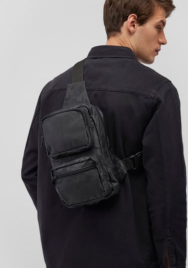  Mavi Kamuflaj Baskılı Siyah Çapraz Çanta 091811-900