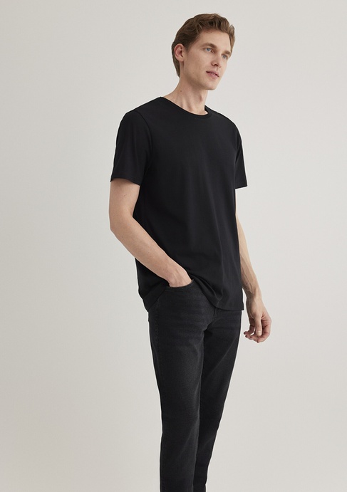  Mavi Siyah Basic Tişört Slim Fit / Dar Kesim 065574-900