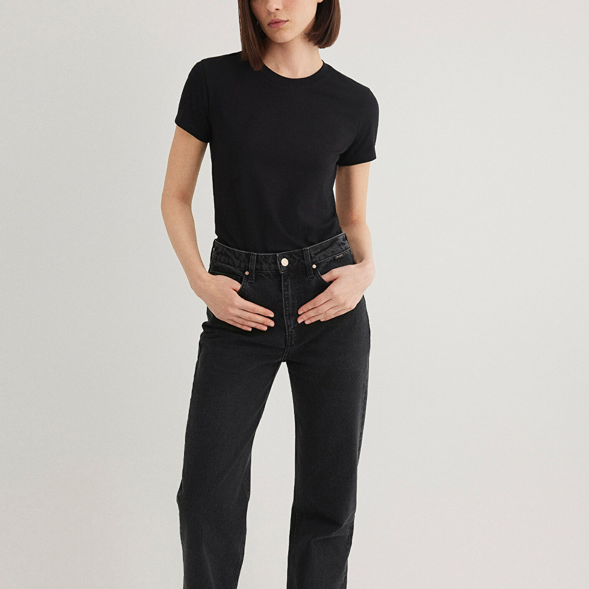 Mavi Stretch Siyah Basic Tişört Fitted / Vücuda Oturan Kesim 162767-900