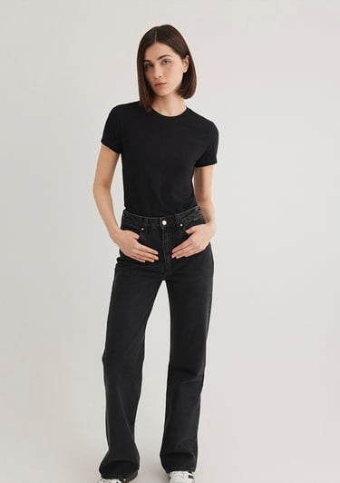  Mavi Stretch Siyah Basic Tişört Fitted / Vücuda Oturan Kesim 162767-900