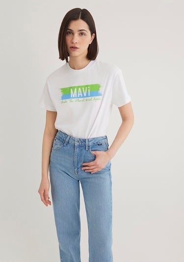  Mavi Make The Planet Great Again Baskılı Tişört Regular Fit / Normal Kesim 168752-620