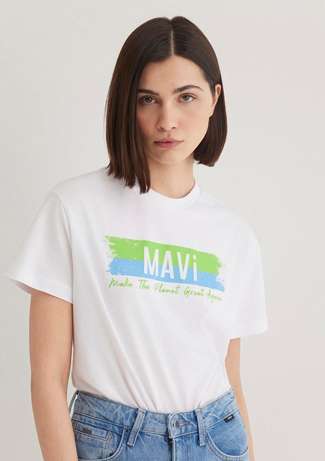  Mavi Make The Planet Great Again Baskılı Tişört Regular Fit / Normal Kesim 168752-620