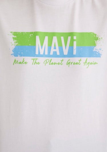  Mavi Make The Planet Great Again Baskılı Tişört Regular Fit / Normal Kesim 168752-620