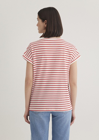  Mavi Love You Baskılı Çizgili Istanbul Tişört Regular Fit / Normal Kesim 167986-26829