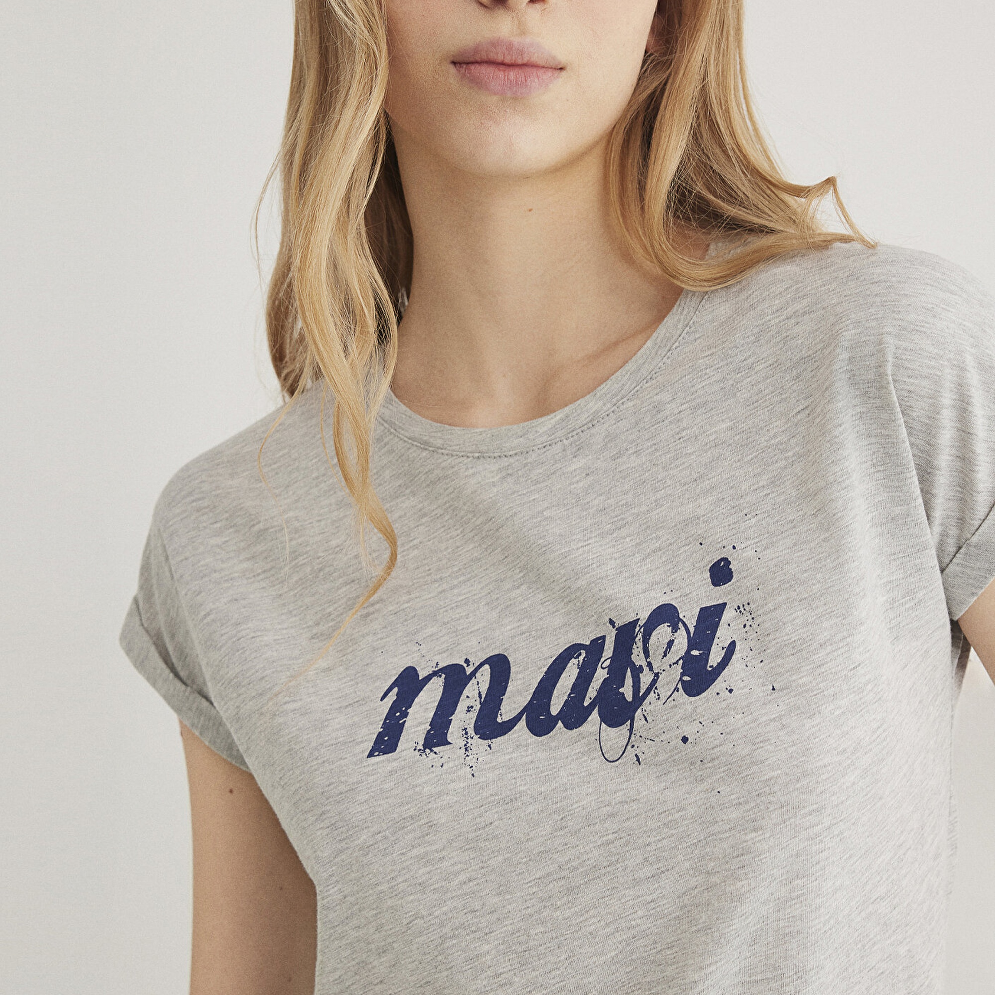 Mavi Mavi Logo Baskılı Gri Tişört Loose Fit / Bol Rahat Kesim 166422-25702