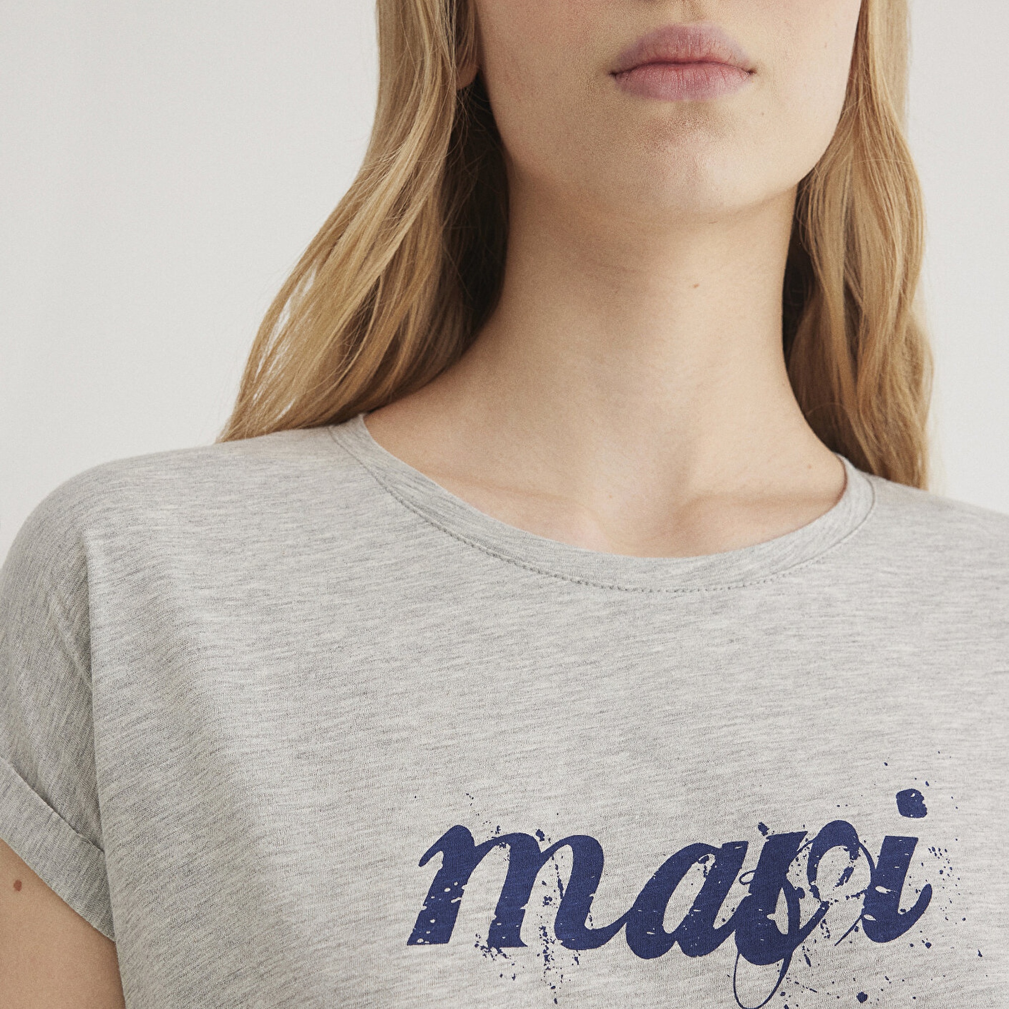 Mavi Mavi Logo Baskılı Gri Tişört Loose Fit / Bol Rahat Kesim 166422-25702