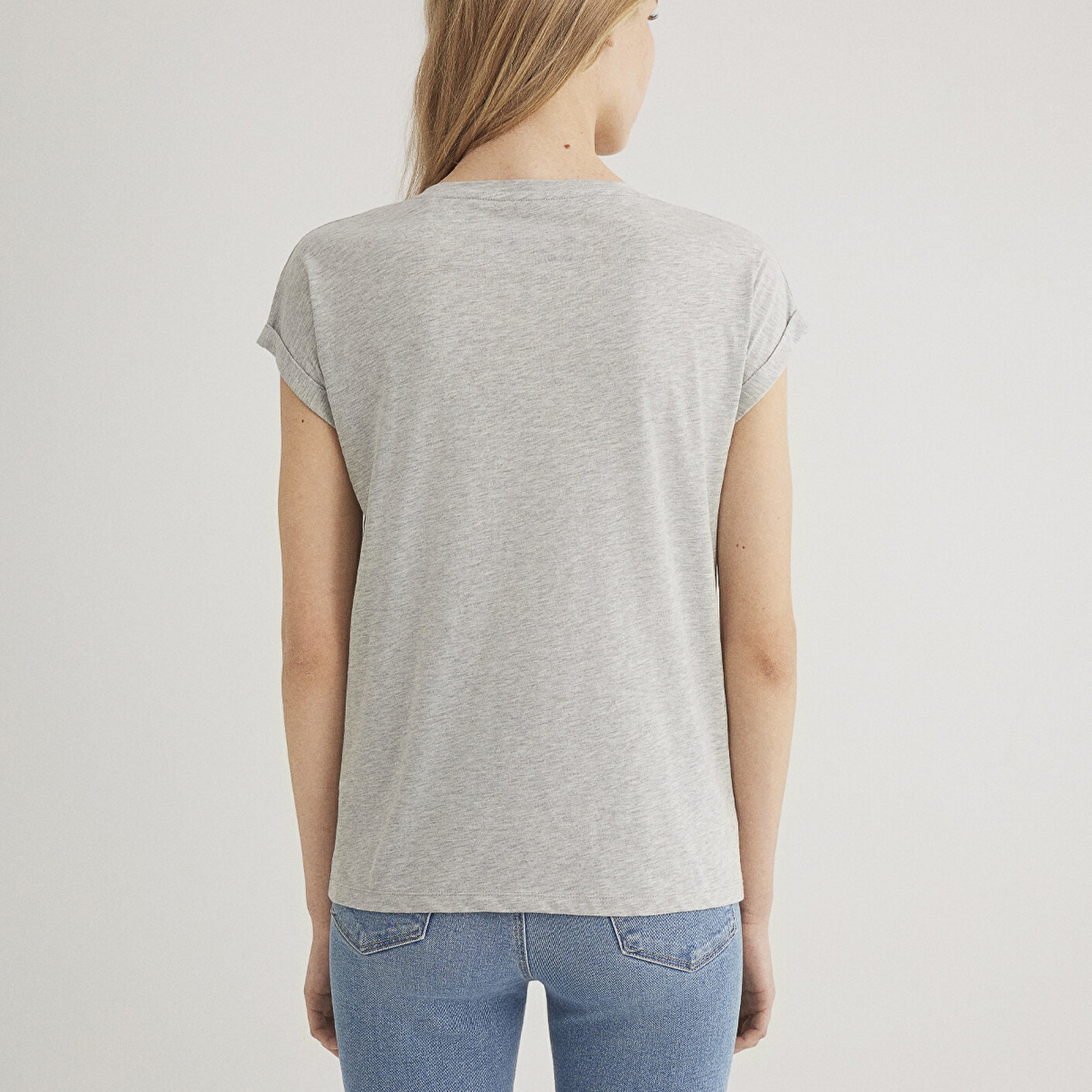 Mavi Mavi Logo Baskılı Gri Tişört Loose Fit / Bol Rahat Kesim 166422-25702