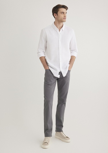  Mavi Beyaz Gömlek Fitted / Vücuda Oturan Kesim 020579-25705