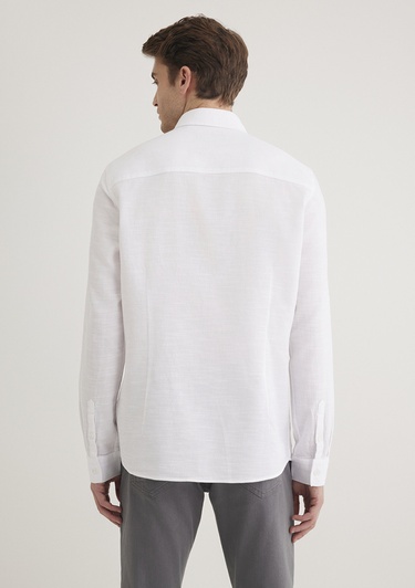  Mavi Beyaz Gömlek Fitted / Vücuda Oturan Kesim 020579-25705