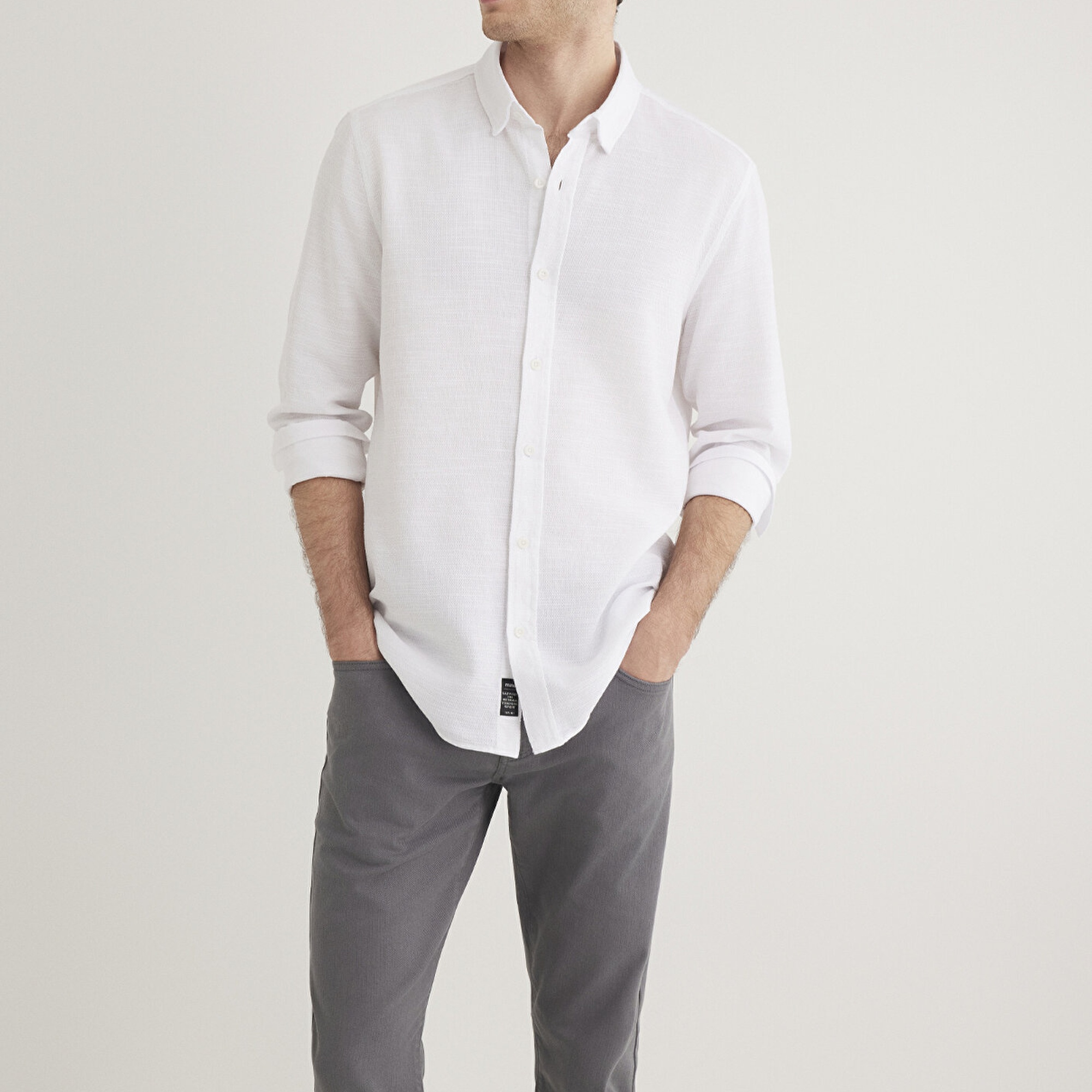 Mavi Beyaz Gömlek Fitted / Vücuda Oturan Kesim 020579-25705