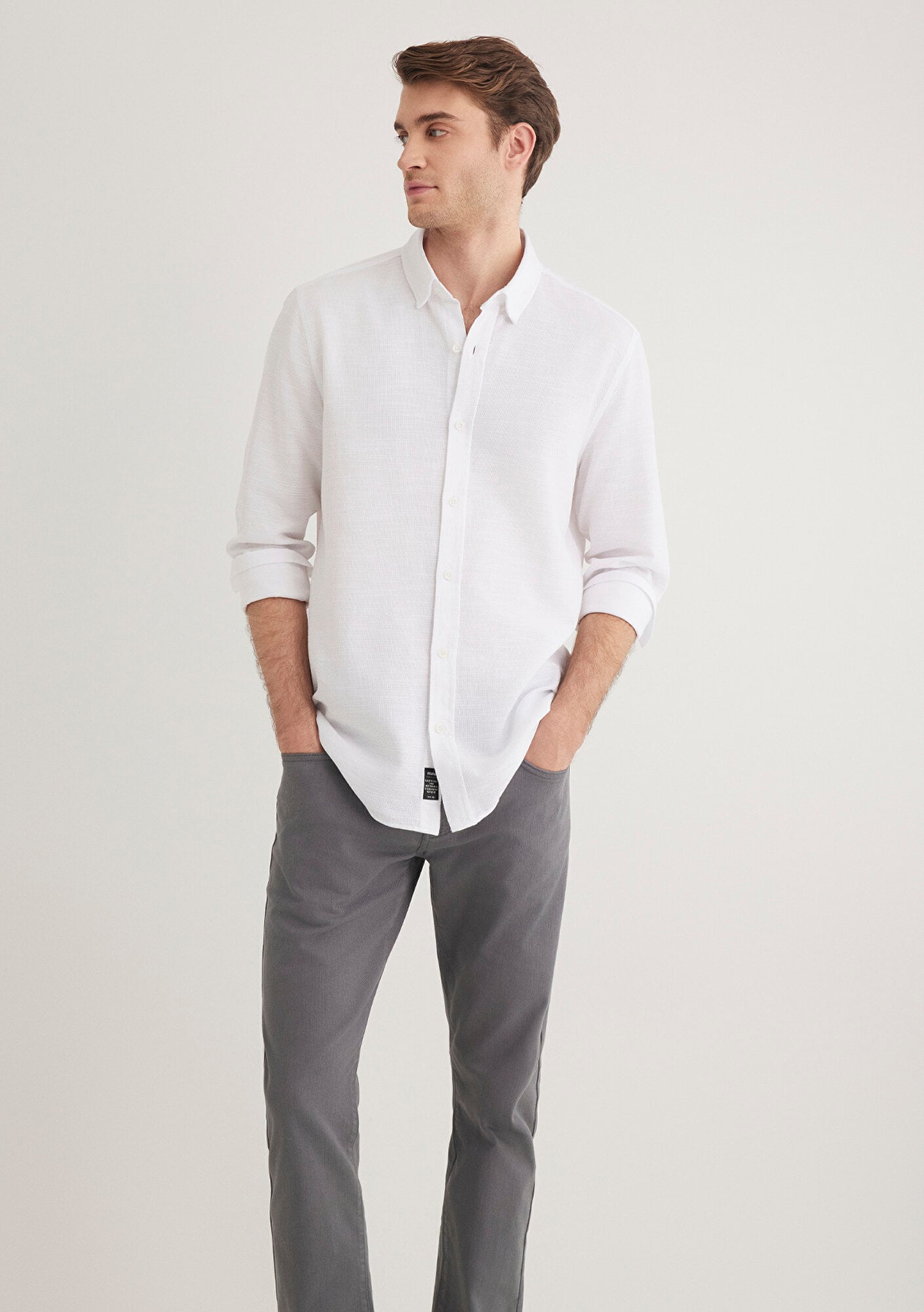  Mavi Beyaz Gömlek Fitted / Vücuda Oturan Kesim 020579-25705