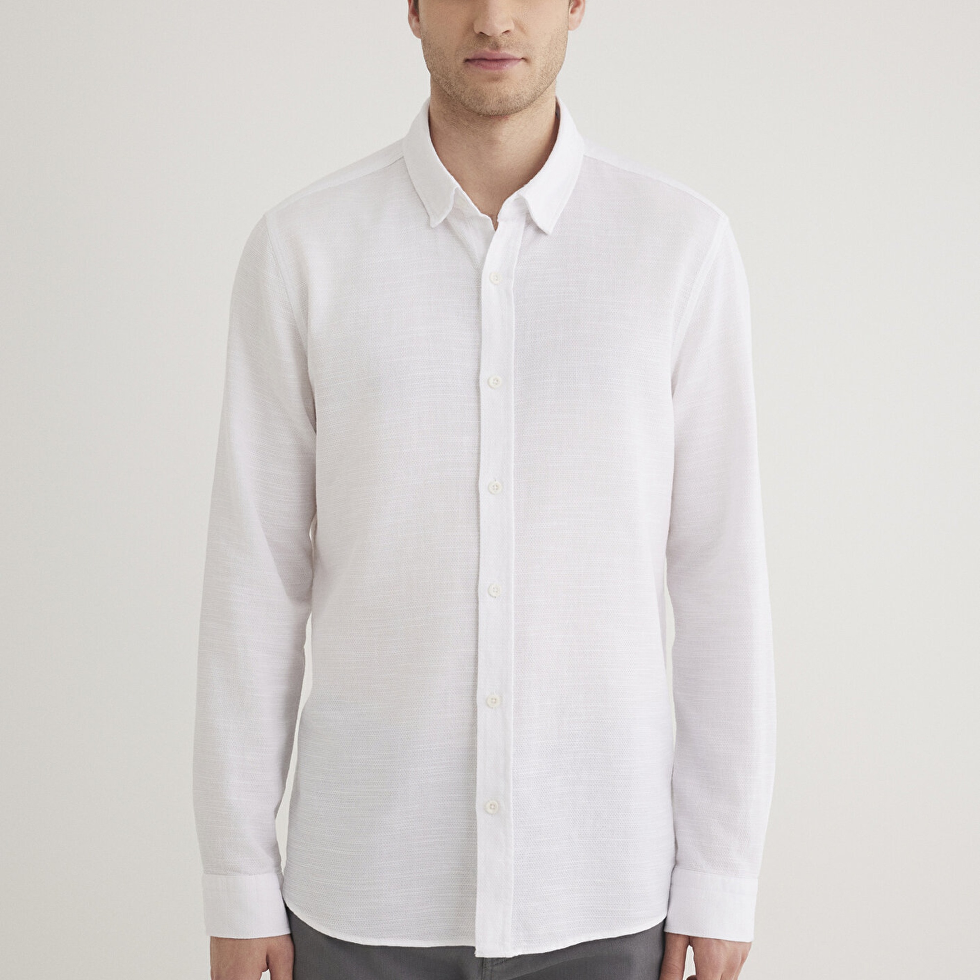 Mavi Beyaz Gömlek Fitted / Vücuda Oturan Kesim 020579-25705