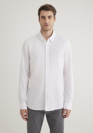  Mavi Beyaz Gömlek Fitted / Vücuda Oturan Kesim 020579-25705