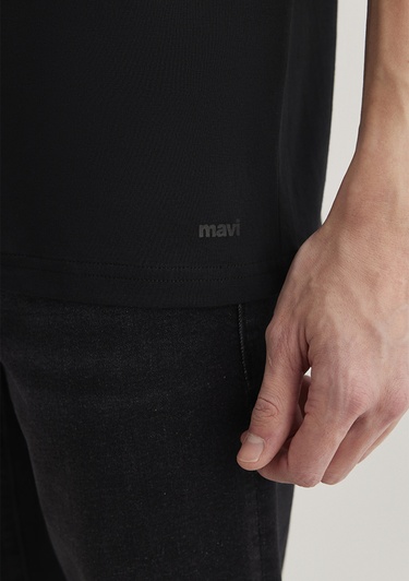  Mavi Siyah Basic Tişört Slim Fit / Dar Kesim 065574-900