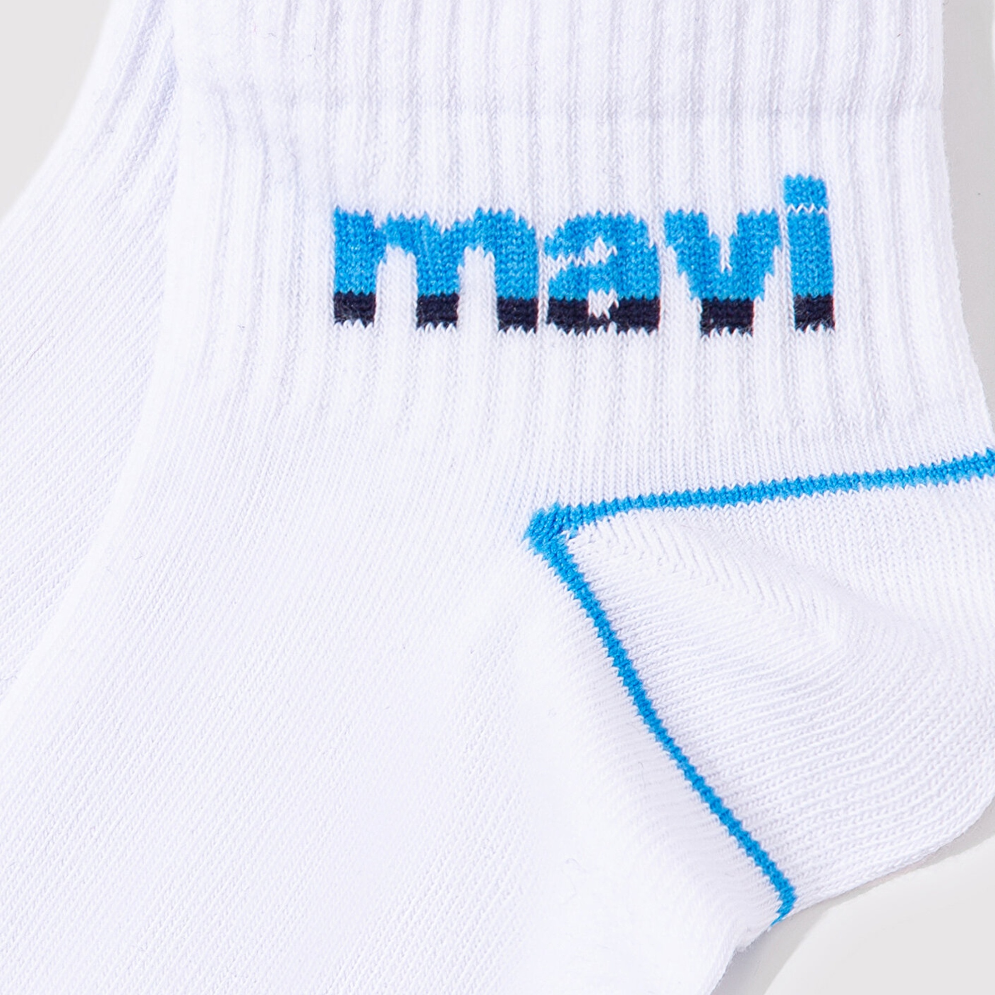 Mavi Mavi Logo Baskılı Beyaz Soket Çorap 092523-620