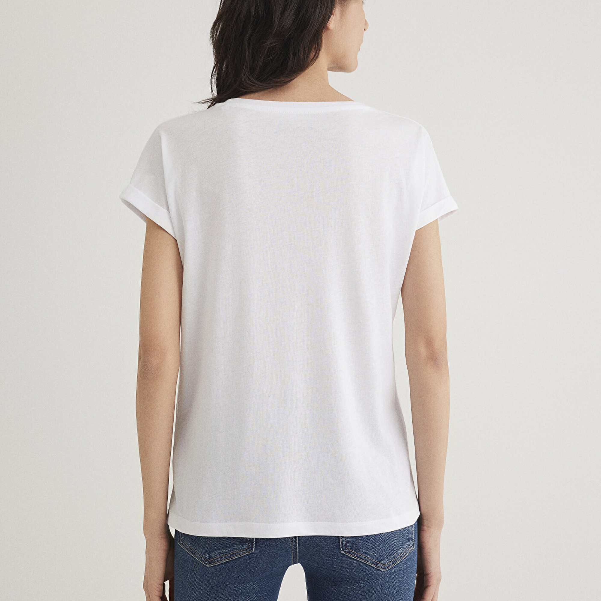 Mavi Kelebek Baskılı Beyaz İstanbul Tişört Regular Fit / Normal Kesim 167576-620