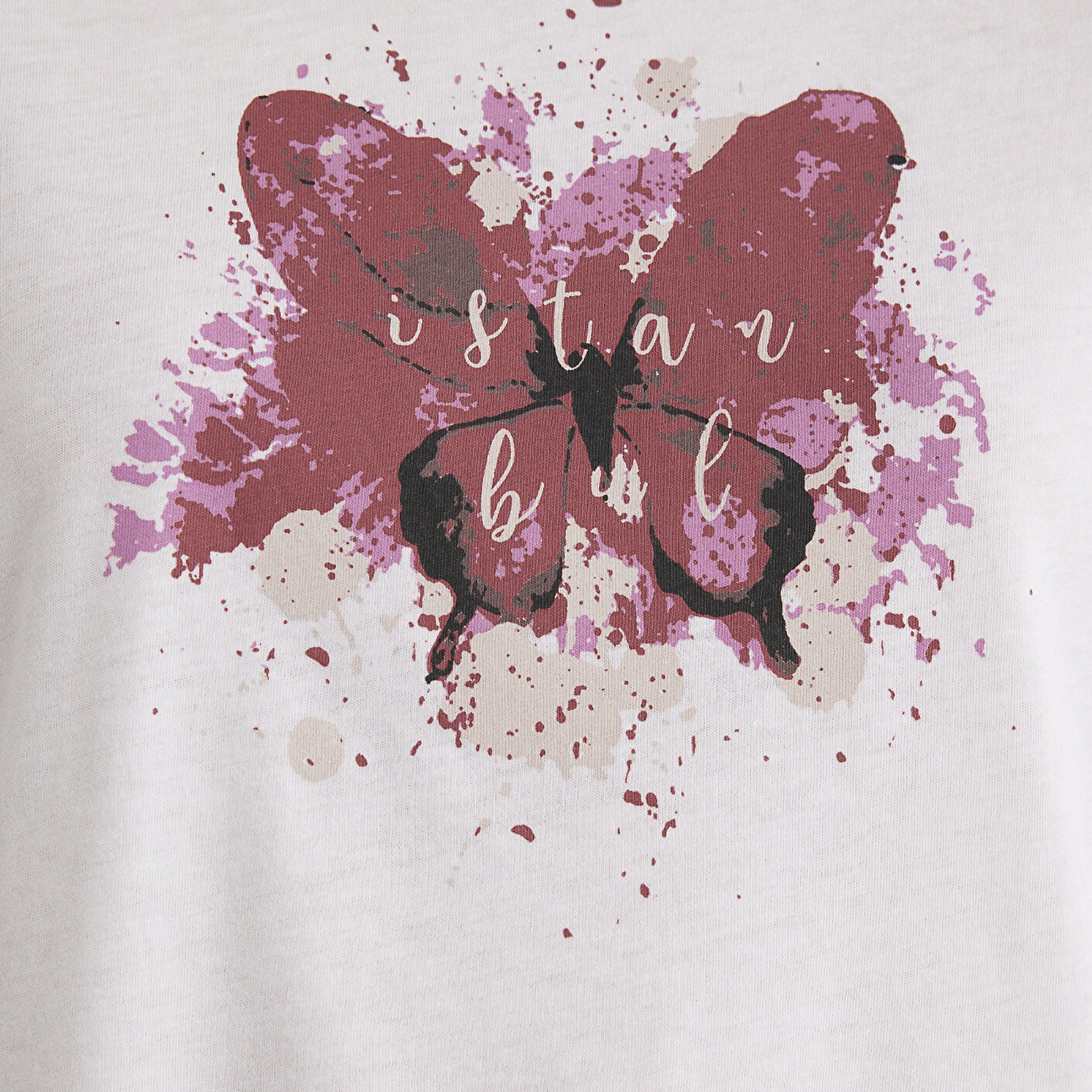 Mavi Kelebek Baskılı Beyaz İstanbul Tişört Regular Fit / Normal Kesim 167576-620