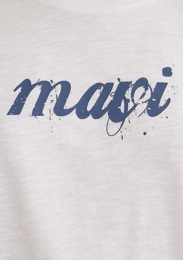  Mavi Mavi Logo Baskılı Beyaz Tişört Loose Fit / Bol Rahat Kesim 166422-620