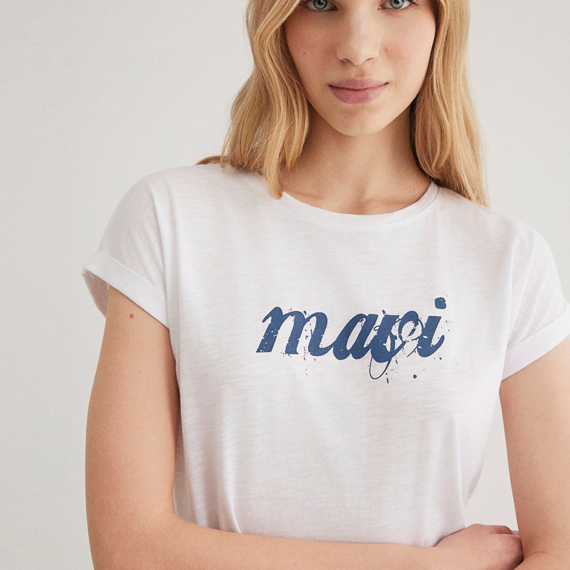 Mavi Mavi Logo Baskılı Beyaz Tişört Loose Fit / Bol Rahat Kesim 166422-620