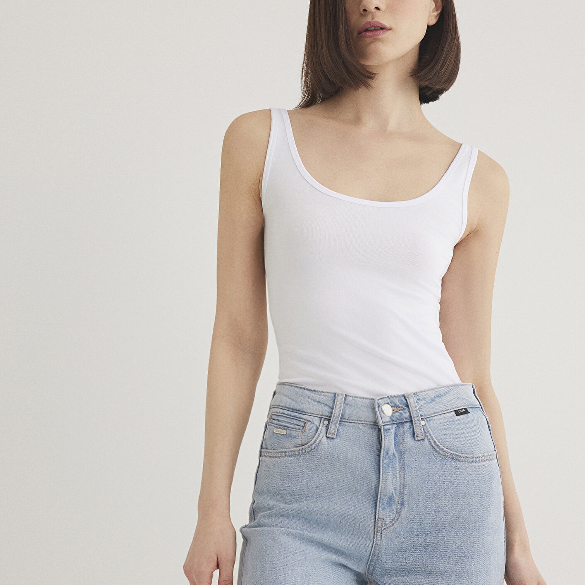 Mavi Beyaz Basic Stretch Atlet Fitted / Vücuda Oturan Kesim 164156-620