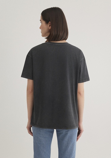  Mavi Mavi Baskılı Antrasit İstanbul Tişört Loose Fit / Bol Rahat Kesim 1601176-900