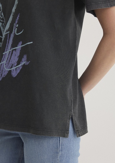  Mavi Mavi Baskılı Antrasit İstanbul Tişört Loose Fit / Bol Rahat Kesim 1601176-900