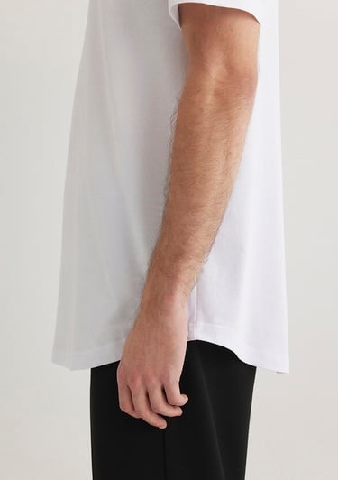  Mavi Beyaz Basic Tişört Slim Long Fit / Slim Uzun Kesim 067082-620