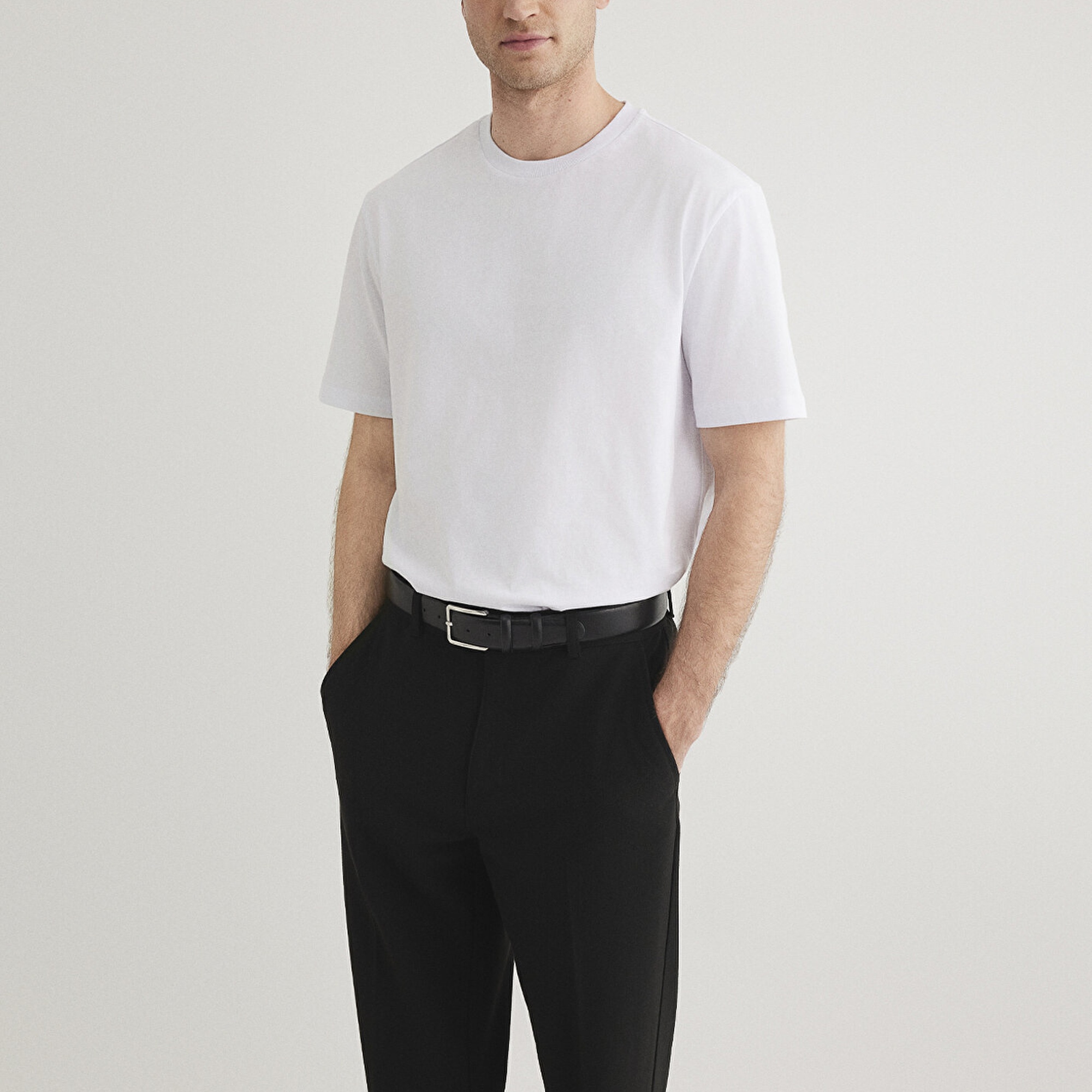 Mavi Beyaz Basic Tişört Slim Long Fit / Slim Uzun Kesim 067082-620