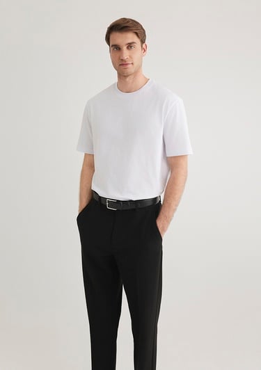  Mavi Beyaz Basic Tişört Slim Long Fit / Slim Uzun Kesim 067082-620