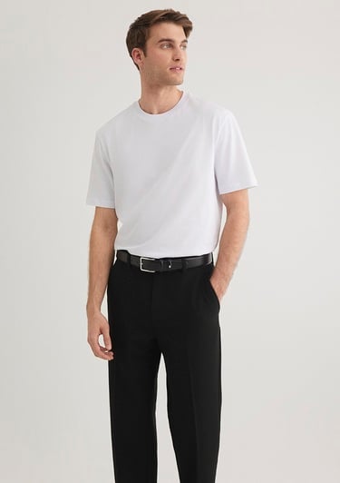  Mavi Beyaz Basic Tişört Slim Long Fit / Slim Uzun Kesim 067082-620