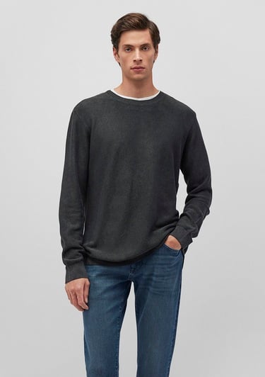  Mavi Bisiklet Yaka Antrasit Basic Kazak Slim Fit / Dar Kesim 070803-34314